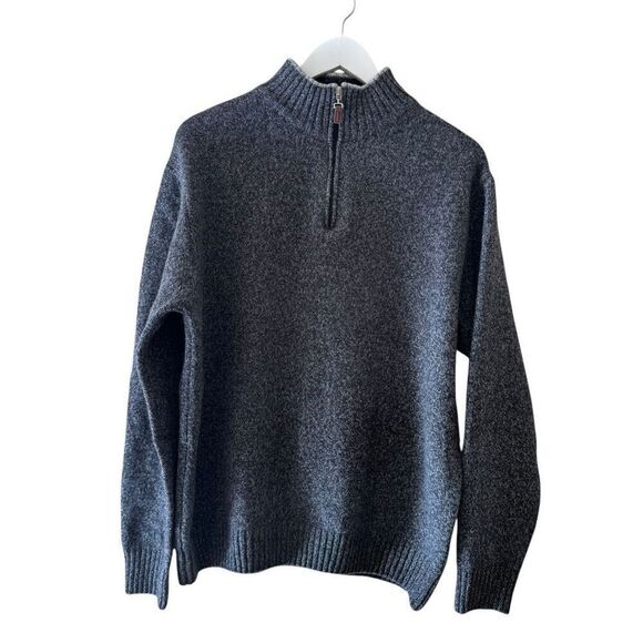 Iceland Wool Men's Pullover Sweater 1/4 Zip Blue Made in Italy SZ L #2369 - Picture 1 of 11